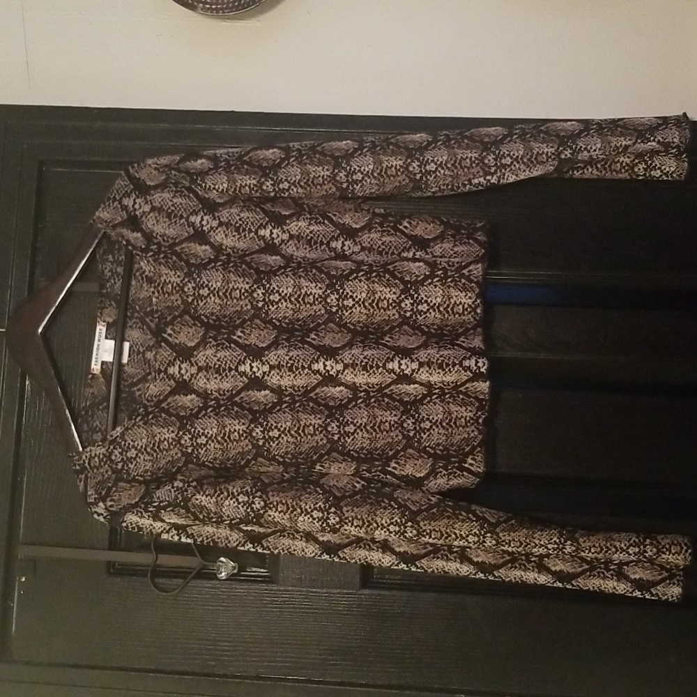 Women's Fashion Muse Long Sleeves Sheer Snake Skin Print Blouse; Size  XL; NWOT